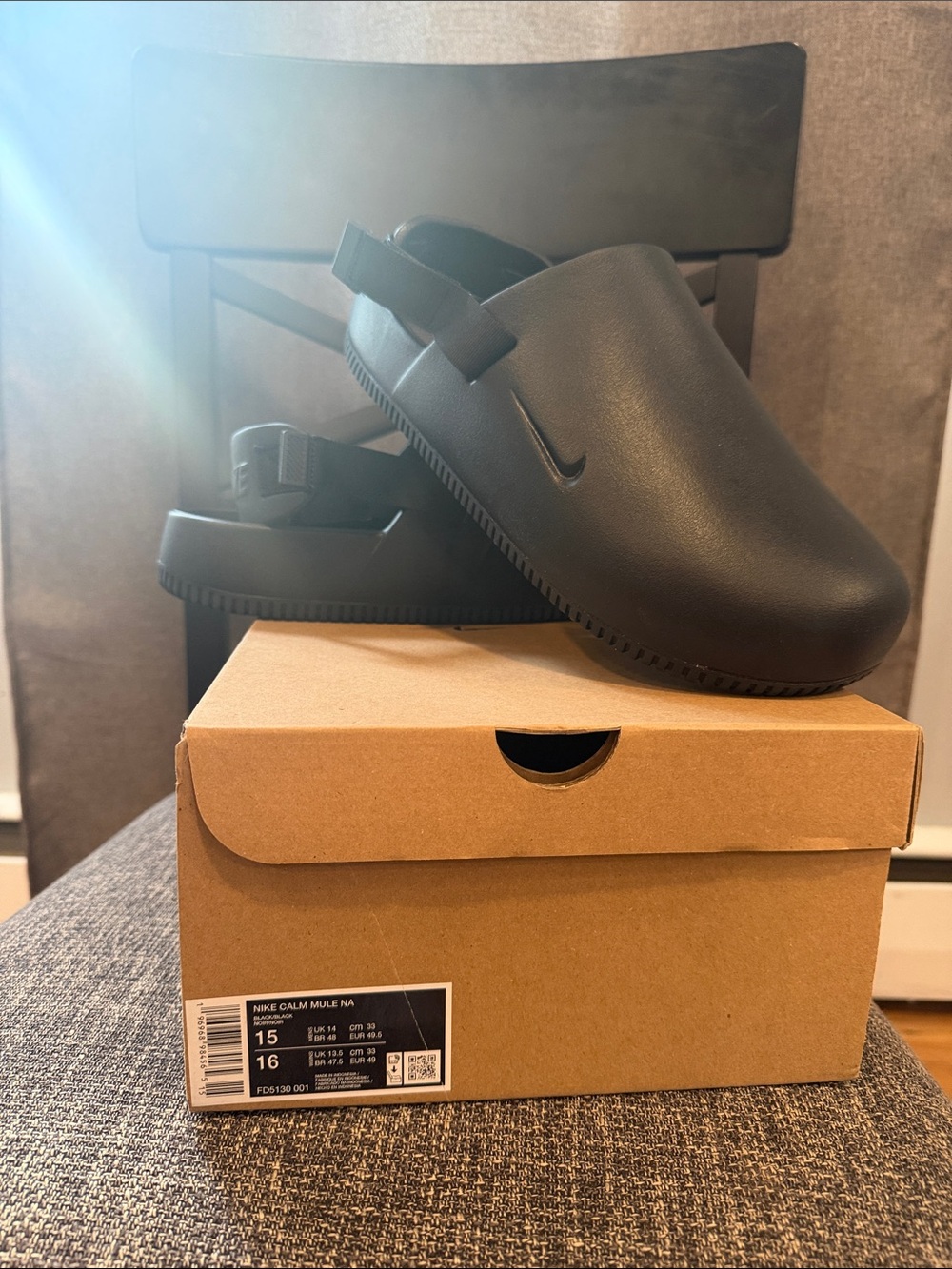 Nike NWT Calm Black Mule Clog Sandals